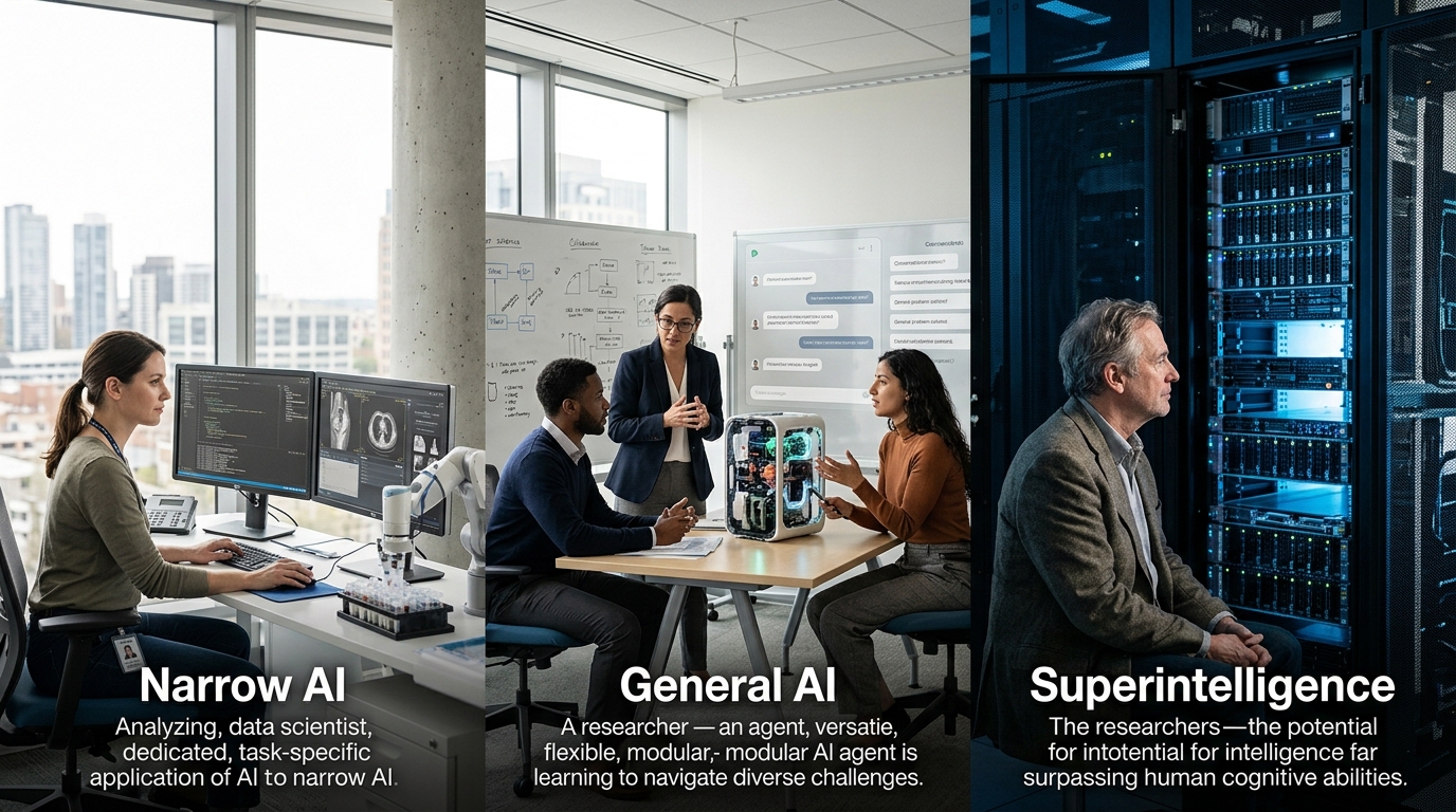 Les principaux types d'intelligence artificielle : IA faible, forte et superintelligence